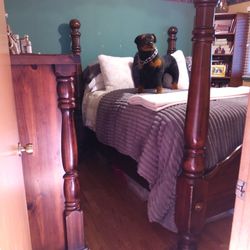 Solid 4  Post Lumber Jack Bed / With Dresser Drawer ( See Pictures ) Dog Not Included, 