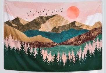 Mountain Sunset Nature Wall Tapestry