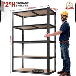 Heavy Duty Shelving] Heavy Duty 5 Tier  Metal Shelving Units | 70"H