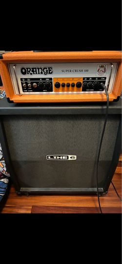 Orange Super Crush 100 Guitar Amp Head and Line 6 cab