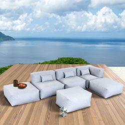6 Pieces Outdoor Bean Bag Sofa Conversation Set