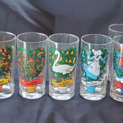 Vintage 12 Days Of Christmas Glasses