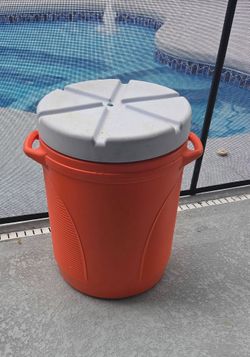 Orange Plastic Beverage Cooler with Lid