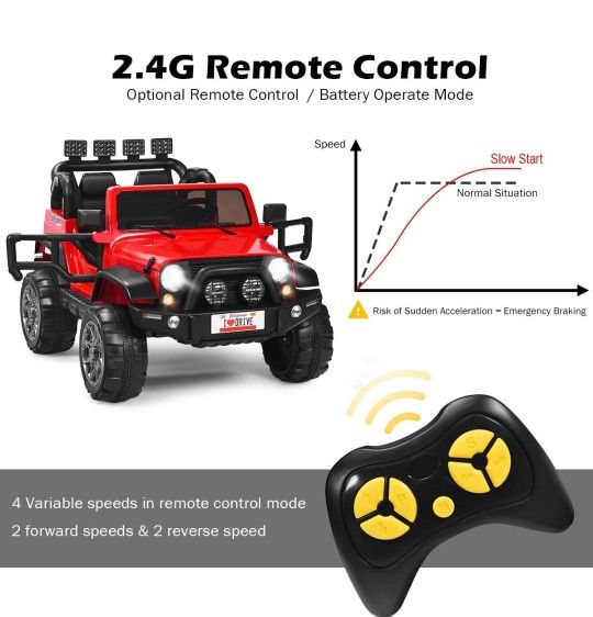 2-Seater Ride on Truck, 12V Battery Powered Electric Vehicle Toy w/Remote Control