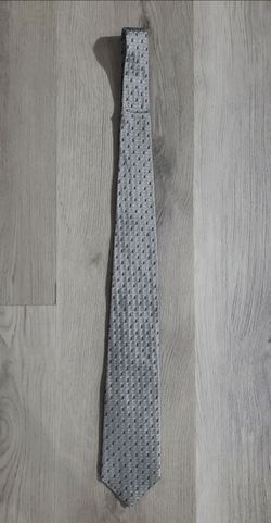 XMI for Nordstrom Men's Silk Tie Gray Silver Geometric Pattern Hand Sewn Vintage