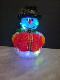 16" Indoor Battery Operated Lighted Color Changing Blinking Snowman/  Christmas Decorations