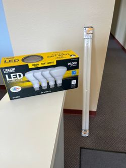 LED Bulbs 4-Pack and fluorescent light 2 pack.
