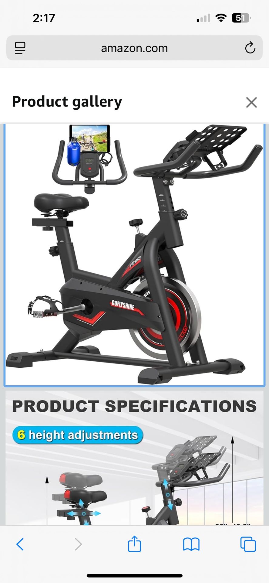Exercise Bikes Stationary,Exercise Bike for Home Indoor Cycling Bike for Home Cardio Gym,Workout Bike with Mount