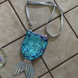 Girls Mermaid Tail Flip Color Change Sequins Bag Purse 