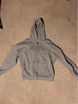 Gray Zip Hoodie w/ Dragon Back Graphic – Men’s Medium