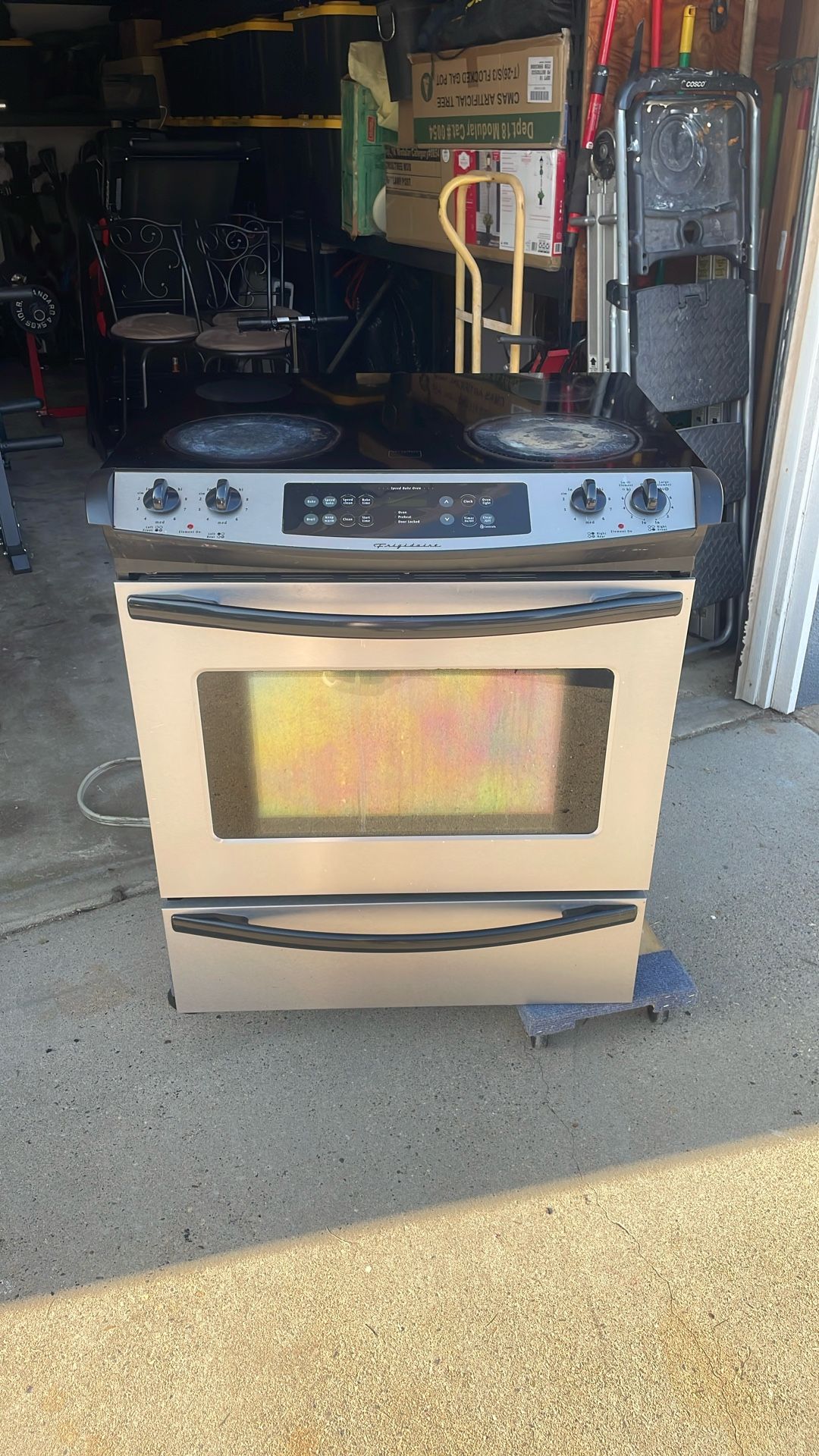 Electric gas top stainless convection oven sliding
