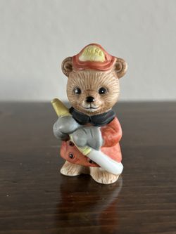 Homco Firefighter Bear Decor Figurine