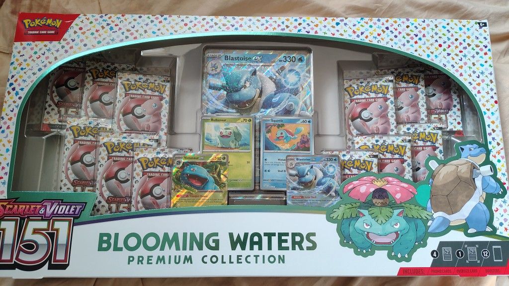 New Never Opened Pokémon Scarlet & Violet 151 Blastoise Blooming Waters Premium Collection Box Pokemon Cards Packs