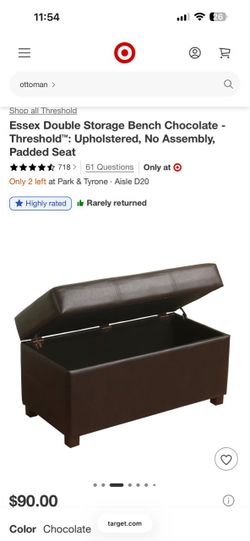 Target Essex Double Storage Bench – Threshold, Chocolate