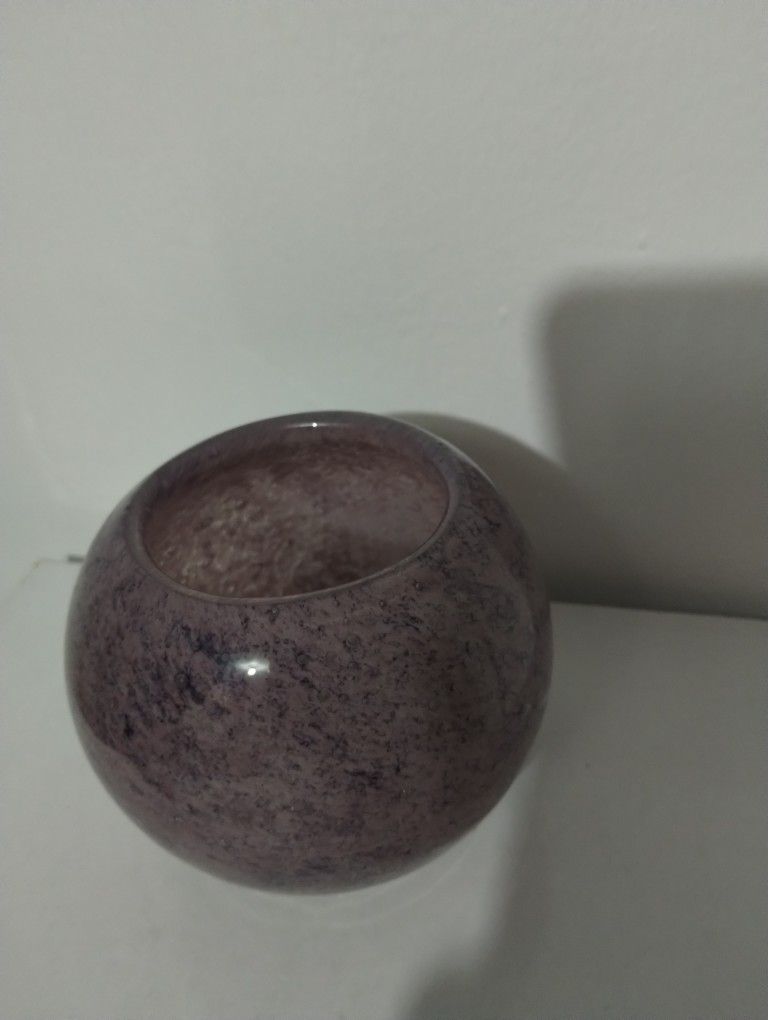 BLOWN THICK GLASS VASE - CANDLE HOLDER 4"×3.5" -A900