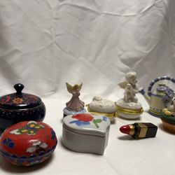 Vtg Trinket Boxes/Pill Boxes (9Pcs)