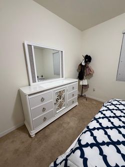 White Dresser with Mirror