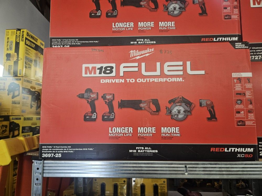 Milwaukee
M18 FUEL 18V Lithium-Ion Brushless Cordless Combo Kit (5-Tool) with Two 5.0 Ah Batteries, 1 Charger 1 Tool Bag