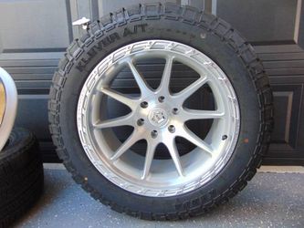 New set of 4 20X10 Brushed/Silver TIS Rims &  285 50 20 Kenda All Terrain Tires 6X5.5 -24MM Offset