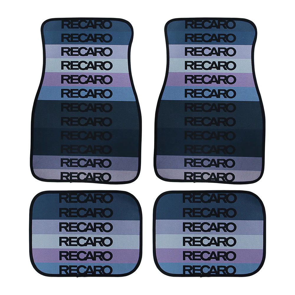 Brand New Universal 4PCS RECARO STYLE Racing Fabric Car Floor Mats Interior Carpets