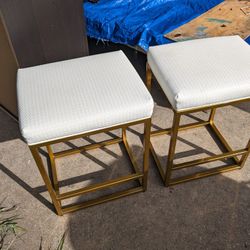 WHITE FAUX LEATHER STOOLS