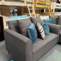 Grey Sofa Couch 2 Seater New Bonito Fabric Nuevo 