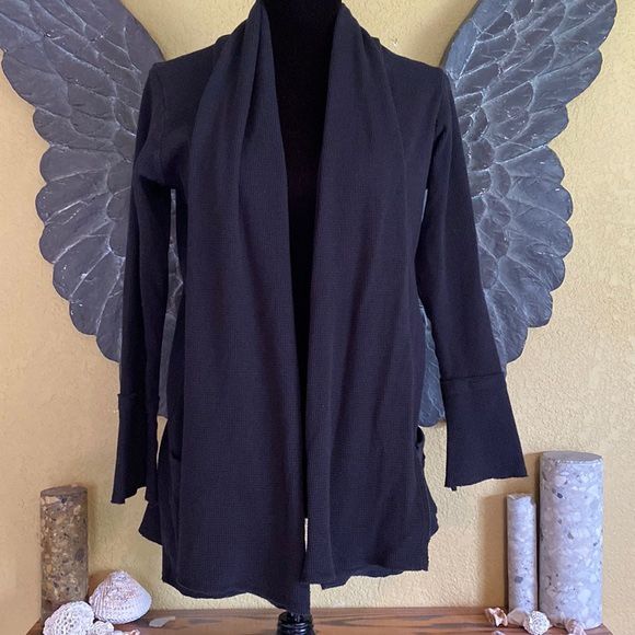 Gaiam Waffle Knit Open Cardigan Sweater