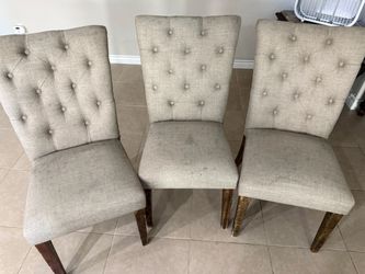 Set of 3 Tufted Upholstered Dining Chairs