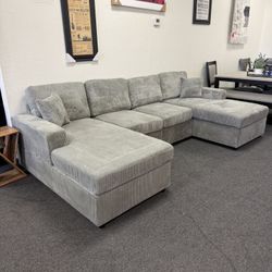 Double chaise Corduroy Sectional 