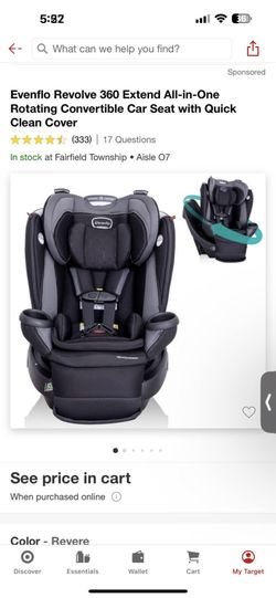 Evenflo Revolve360 Extend All-in-One Rotational Car Seat with Quick Clean Cover