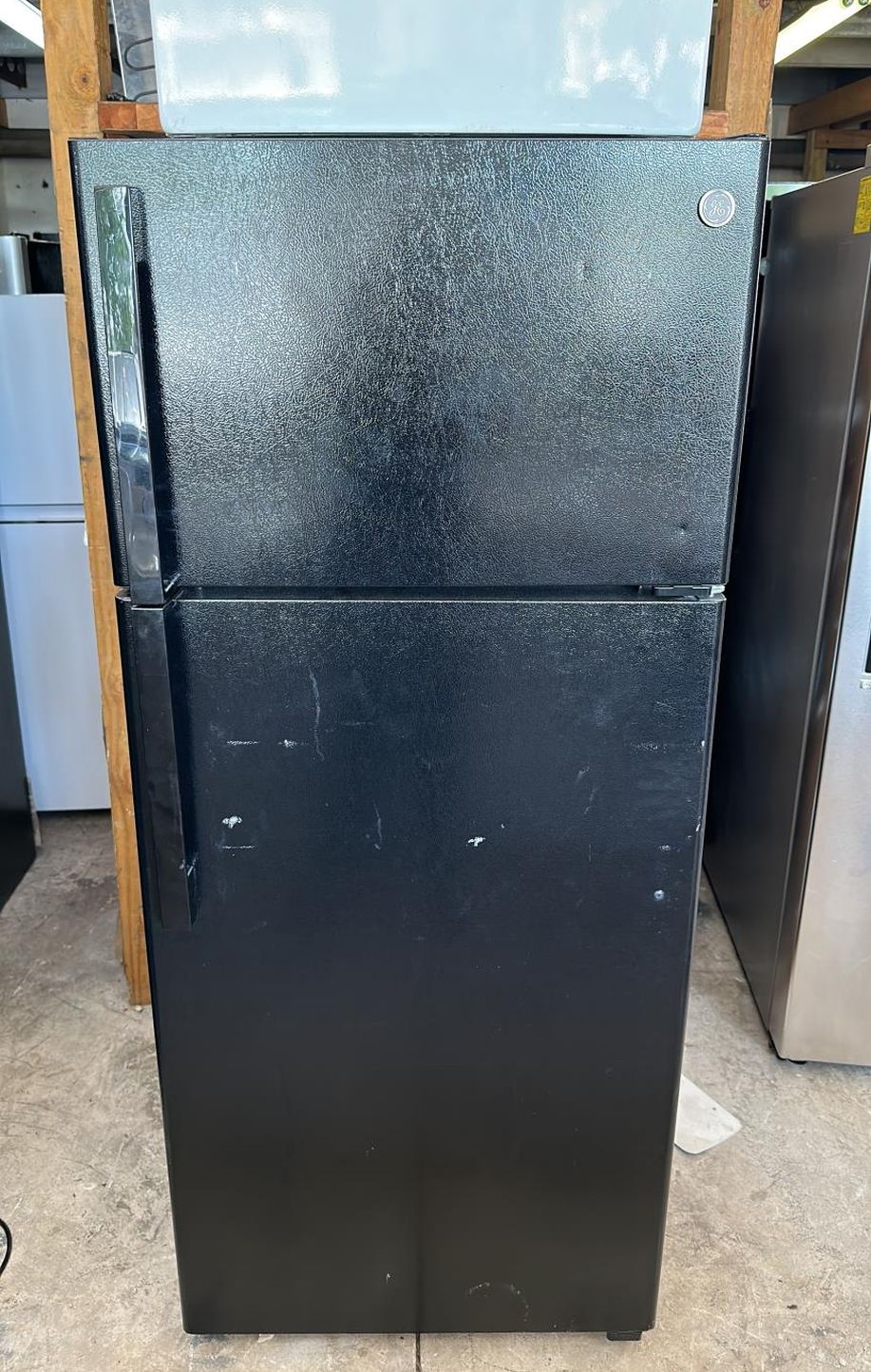 GE Top Mount Black Stainless Refrigerator