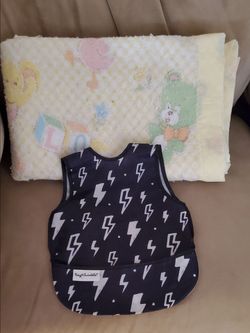 Vintage Baby Blanket & Lightening Bolt Bib