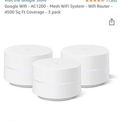Google Wifi - AC1200 - Mesh WiFi System - Wifi Router - 4500 Sq Ft Coverage - 3 pack
