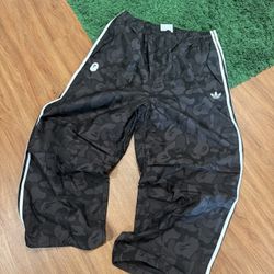 BAPE x Adidas Camo Track Pants – Black – Large – New