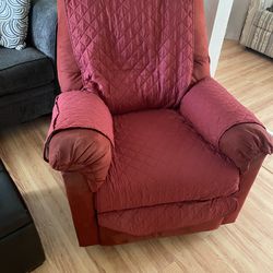 Burgundy Rocker Recliner With Cover