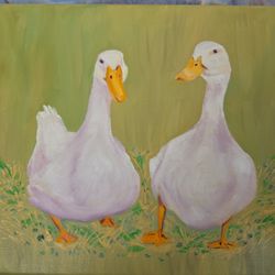 NEW Original Oil Painting  8 X 10 On Canvas Entitled Duckers