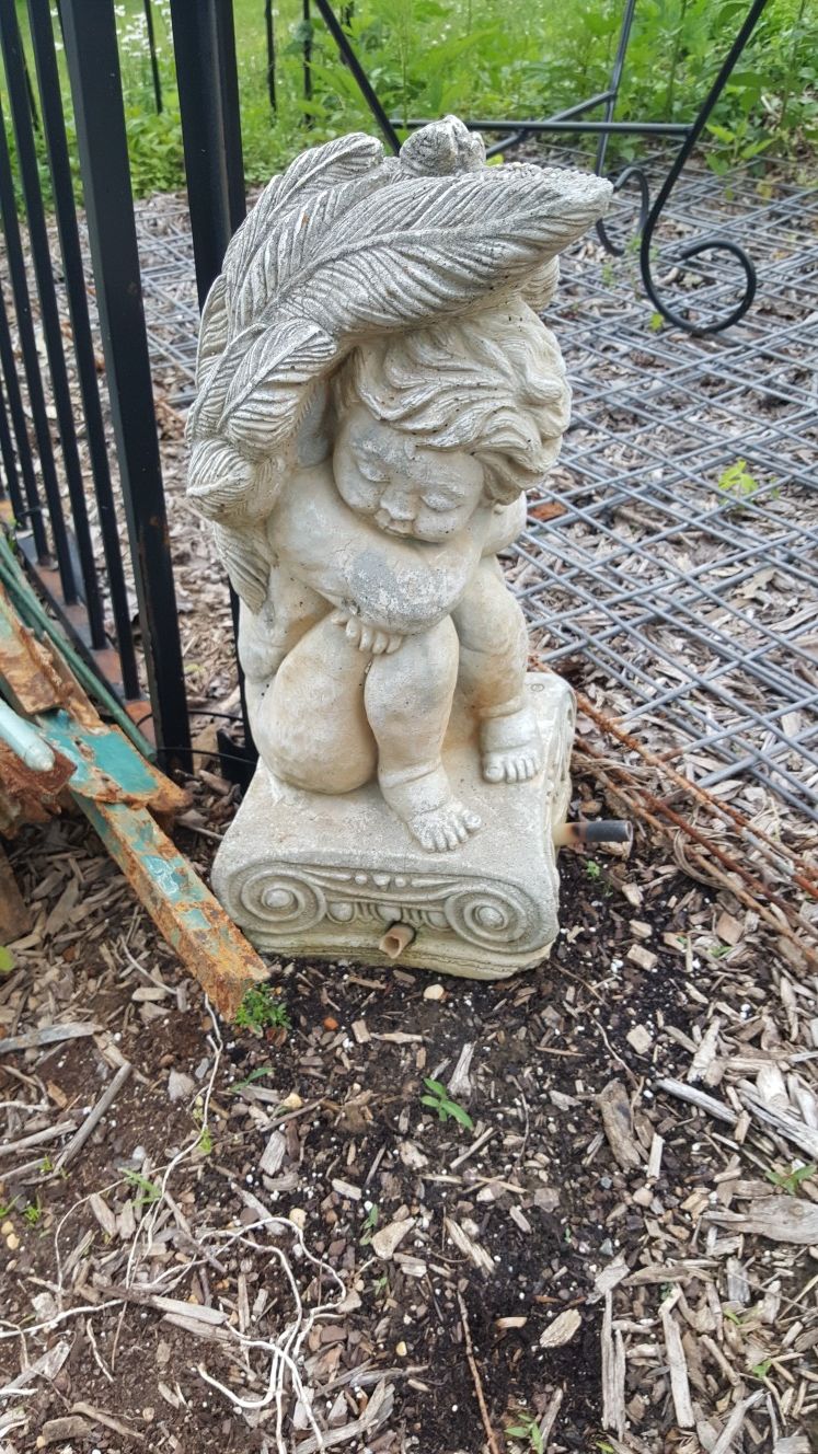 Concrete Angel statue With Hole To Enable To Pour Out Water