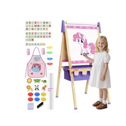 G TALECO GEAR Art Easel for Kids,Standing Kid's Art Easel,Kids Easel with Magnetic Chalkboard & White Board,Kids Art Easel with Paper Roll(D2)