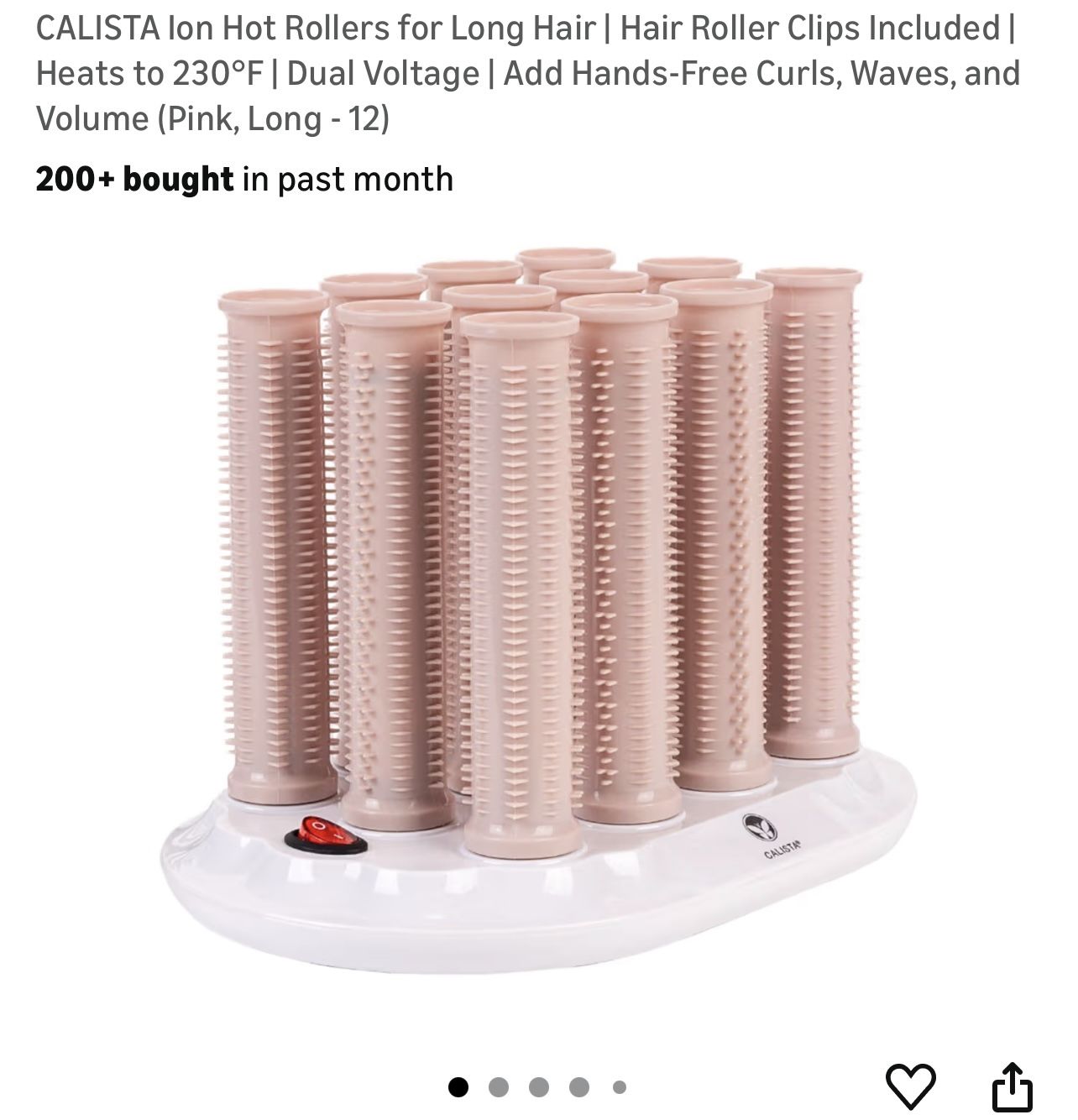 CALISTA Ion Hot Rollers for Long Hair | Hair Roller Clips Included | Heats to 230°F | Dual Voltage | Add Hands-Free Curls, Waves, and Volume (Pink, Lo