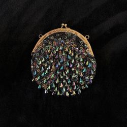 Vintage Iridescent Beaded Sequins Formal Evening Cocktail Clutch