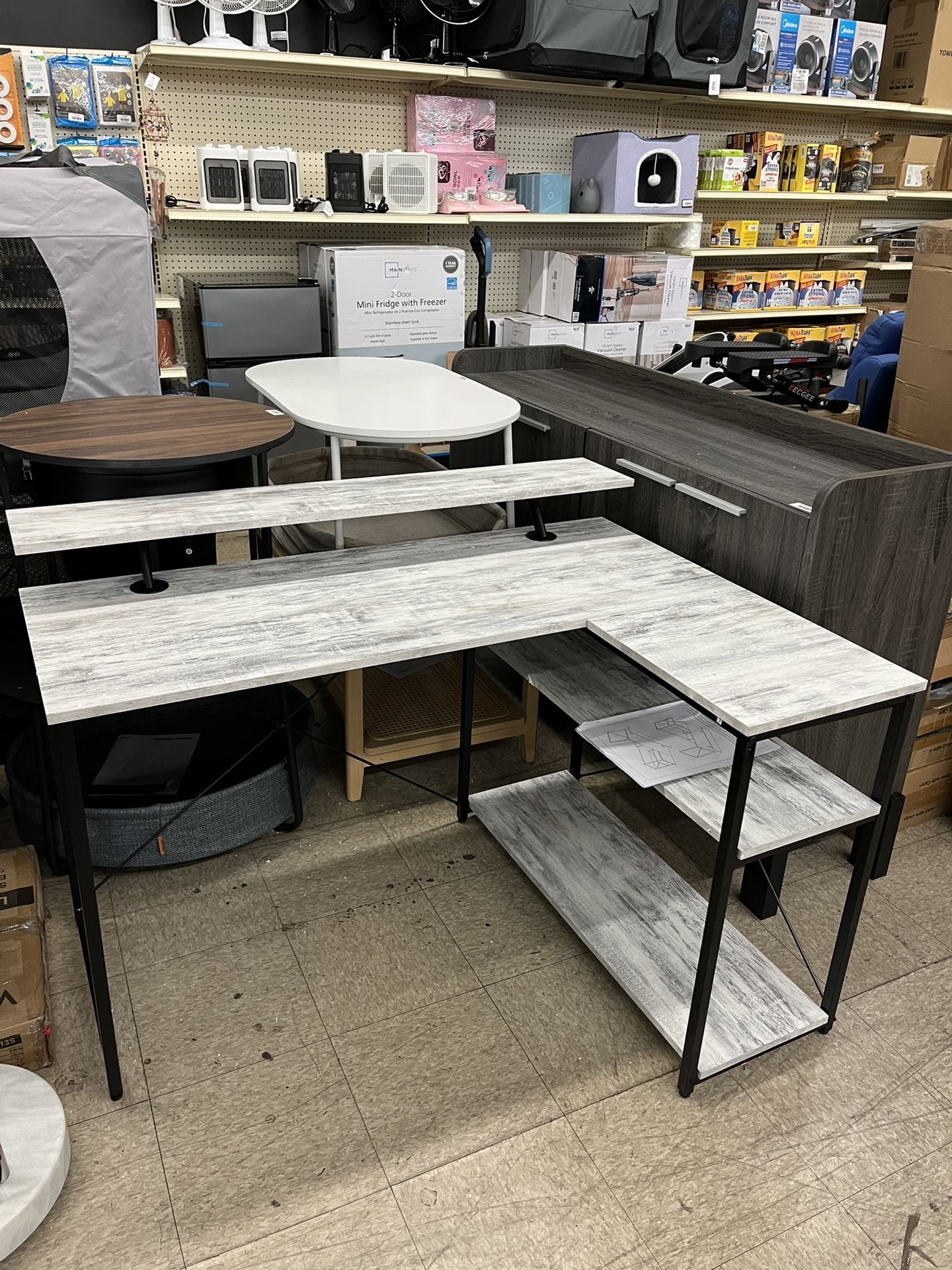 ACME Drebo Writing Desk in Antique White / Black