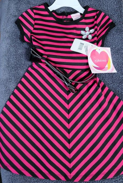 Youngland Girls Fuchia & Black Dress Size 4