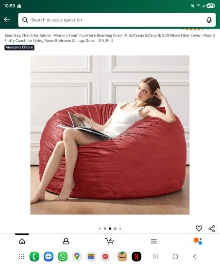 Bean Bag Chair, RED