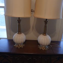 Vintage Heavy Milk Glass Lamps. Both Work Great. 