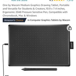 One By Wacom Medium Graphics Drawing Tablet