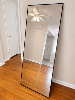 Full-Length Floor Mirror Thin Black Frame