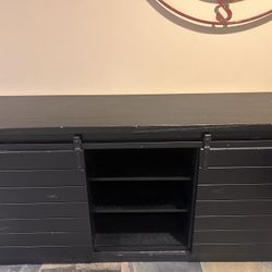 Distressed black Solid Wood Tv Cabinet