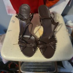 Real Gucci Brown Leather High Heels