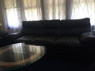 Black leather sofas