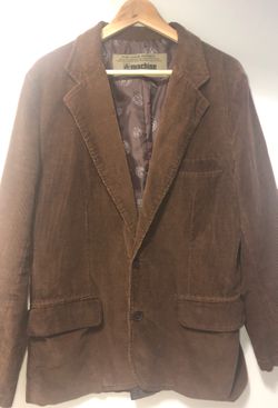 men's clothing - Machine Clothing Company Mens Brown Blazer 100% Brushed Cotton Size L